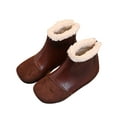 thumbnail image 1 of Otqutp Autumn Boots for Toddler Fashion Winter Children Boots Boys and Girls Ankle Boots Flat Bottom Flat Heel Round Toe Solid Color Back Zipper High Top Plush Warm and Comfortable(Brown,6-7 Years), 1 of 5
