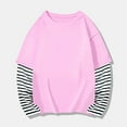 thumbnail image 1 of Otqutp Baby 2025 Long Sleeve Shirts 1-10 Years Kids Boys Girls Spring Fall Cotton Fashion Striped Top T Shirt Pullover Graphic Layered T-Shirt Fall Streewear(Pink-1,4-5 Years), 1 of 1