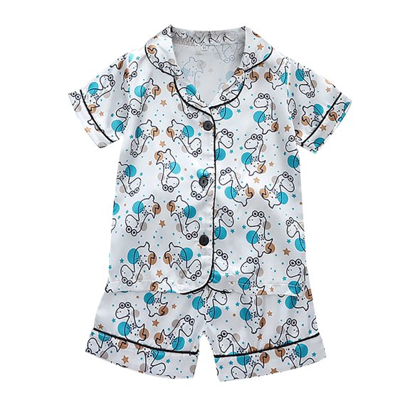 Otqutp Baby Bodysuits Boys Girls Cute Printed Short Sleeve Shorts Satin Pajamas Soft Loungewear Set Homewear Christmas Gifts 6M-5 Years