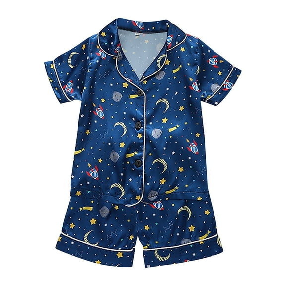 Otqutp Baby Bodysuits Boys Girls Cute Printed Short Sleeve Shorts Satin Pajamas Soft Loungewear Set Homewear Christmas Gifts 6M-5 Years