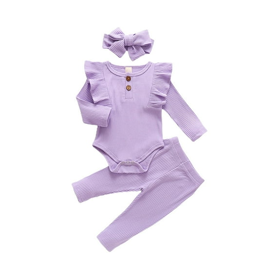 Otqutp Baby Bodysuits Toddler Girl Short Sleeve Monogram Print T Shirt Top Shorts Suit for 0 To 18 Months Elastic Pants 3PCS Fall Winter Clothes