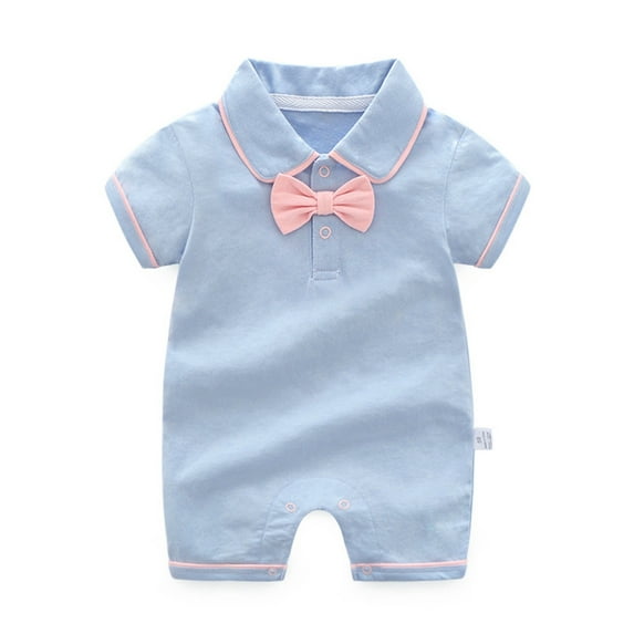 Otqutp Baby Boys Bow Short Sleeve Outdoor Bodysuit Banquet Wedding Jumpsuit Clothes Toddler Solid Short Sleeve Overalls Summer Clothes(B-B,9-12 Months)