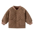thumbnail image 1 of Otqutp 1-6 Years Kids Boys' Middle and Small Children's Winter Solid Color Cotton Jacket Long Sleeve Outwear with Pocket Coat(Coffee,4-5 Years), 1 of 8
