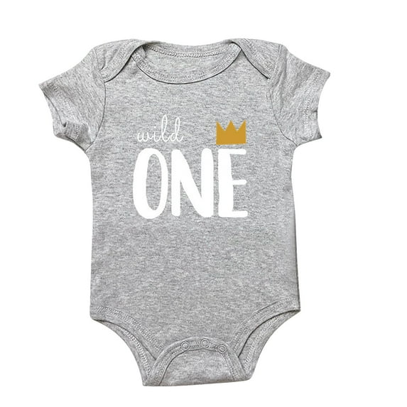 Otqutp Baby Boys Girls 1 Year Old Birthday Climbing Romper Fashion Button Clothing Comfortable Simple Short Sleeve Bodysuit Spring Summer Outfits(D-a,9-12 Months)