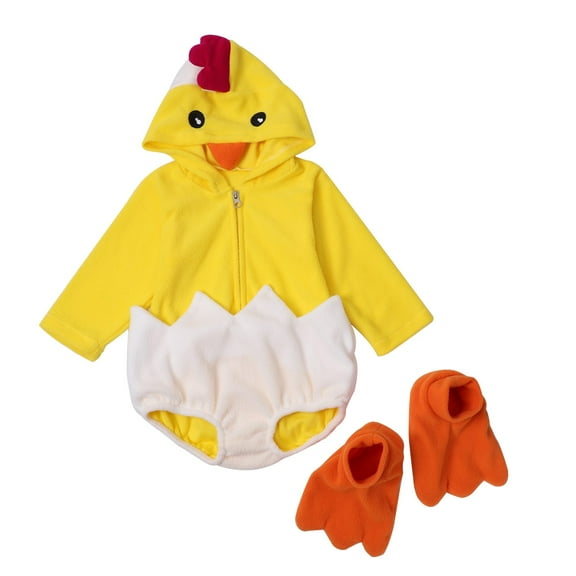 Otqutp Baby Boys Girls Adorable Hatching Chicken Comfort & Egg Ceptional Detailing Toddler Baby Hooded Zipper Romper Clothes(Yellow,6-12 Months)