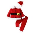 thumbnail image 1 of Otqutp Baby Boys Girls Christmas Santa Warm Outwear Funny Top Pants Hat Set New Year Outfits Christmas 3pcs Set for Baby 0-24months(Red,6-12 Months), 1 of 4