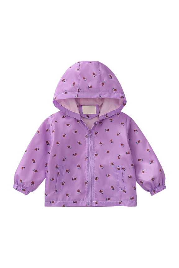 Baby Boys Girls Hooded Dust Coat Cute Cartoon Rain Jacket Zip Up Windbreaker Coats Lightweight Outerwear Clothes