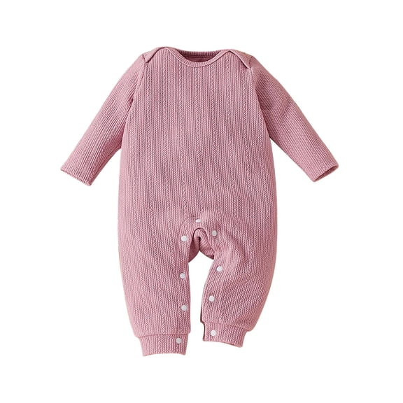 Otqutp Baby Boys and Girls Long Sleeve Jumpsuit Autumn/Winter Baby's Khaki Clothes Birthday Photo Solid Jumpsuits Bodysuit Cute Outfits(b-C,6-9 Months)