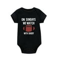 thumbnail image 1 of Otqutp Baby Boys Girls Short Sleeve Letter Rugby Print Romper Letter Print Bodysuit for Children Clothes Cute Spring Summer Outfit(Black-1,6-9 Months), 1 of 4
