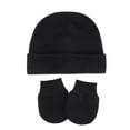 thumbnail image 1 of Otqutp Baby Boys Hat and Mitten Set Knot Toddler Beanie Gloves Set for Girls Hat Winter Caps Baby Gloves 0-6 Months Winter Beanie Caps(Black,0-6Months), 1 of 5