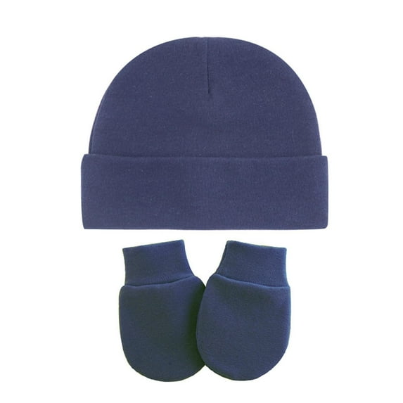 Otqutp Baby Boys Hat and Mitten Set Knot Toddler Beanie Gloves Set for Girls Hat Winter Caps Baby Gloves 0-6 Months Winter Beanie Caps(Navy,0-6Months)