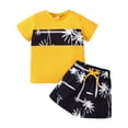 thumbnail image 1 of Otqutp Baby Boys Party Clothing Sets 2pcs Summer Toddler Floral Tree Print Tee and Shorts Set 1 to 6 Years Old for Vacation, 1 of 7