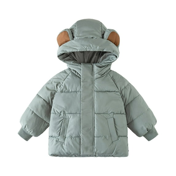 Otqutp Toddler Baby Hooded Down Jacket Girls Kids Thicken Warm Winter Coat Outerwear Baby Boys' Water Lined Puffer Jacket Winter Coat(Green,4-5 Years)
