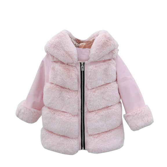 Otqutp Baby Casual Jacket Kids Girls Coat Winter Windproof Snowsuit Thicken Coat Long Sleeve Zipper Jacket Child Warm Button Outerwear(Pink,18-24 Months)