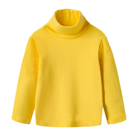 Otqutp Kids Girls' Sweater Spring and Autumn High Neck Solid Long Sleeve Round Neck Top Party Birthday School 1-10 Years(Yellow,3-4 Years)
