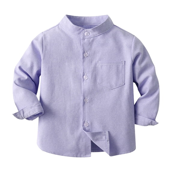 Otqutp Baby Casual Tops Toddler Baby Boys' Fashion Dinosaur Printed Shirt Lapel Button Down Shirt Long Sleeve Tops Turtleneck Shirts(2-Purple,7 Years)