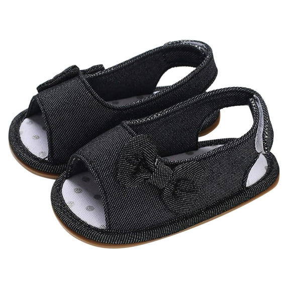 Otqutp Baby Comfort Footwear Summer Children Toddler Shoes Girls Sandals Flat Bottom Fish Mouth Open Toe Breathable Comfortable Solid Color Cute Bow Back Trip with Hook Loop Shoes