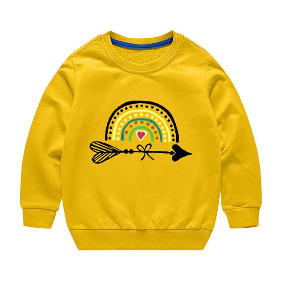 Otqutp Baby Crewneck Pullovers Toddler Boys Girls Sweater Autumn/Winter Rainbow Print Long Sleeve Round Neck Hatless Sweater Party Birthday School(Yellow,4-5 Years)