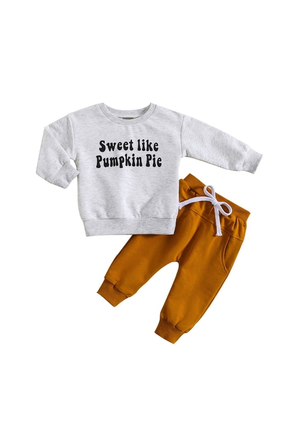 Baby Cute Clothes Set Toddler Girl Long Sleeved Monogram Print Hoodie Pant Suit for 0 To 4 Years Elastic Pants 2PCS Fall Winter Clothes
