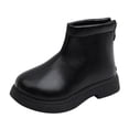thumbnail image 1 of Otqutp Baby Cute Shoes Toddler Girls Boots Little Kid Shoes Short Boots Short Windproof Girls School Leather Shoes Little Kid Soft Sole Shoes&nbsp;(Black,18-24 Months), 1 of 6