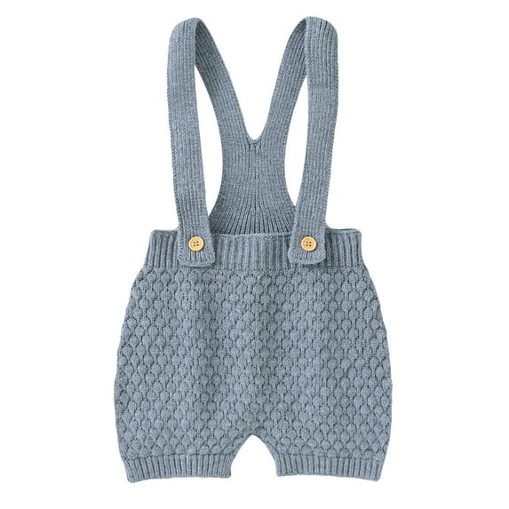 Otqutp Baby Cute Straps Knit Suspender Romper Cotton Sleeveless Boys Girls Solid Sweater Clothes Baby Shorts Jumpsuit Overalls(Grey-1,3-6 Months)