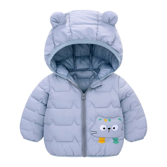 Otqutp Baby Cute Tops Toddler Winter Jacket Boys Girls Winter Cute Hoodie Solid Color Vest Long Sleeve Jacket with Pockets for Girls or Boys(Grey,3-4 Years)