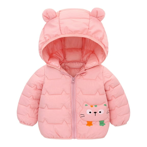 Otqutp Baby Cute Tops Toddler Winter Jacket Boys Girls Winter Cute Hoodie Solid Color Vest Long Sleeve Jacket with Pockets for Girls or Boys(Pink,12-18 Months)