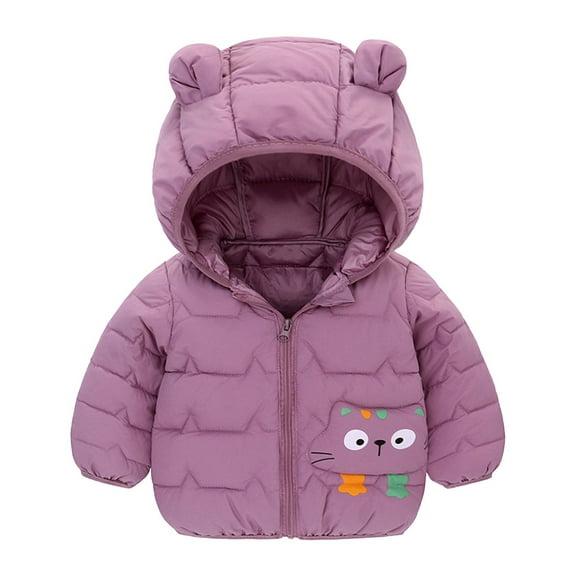 Otqutp Baby Cute Tops Toddler Winter Jacket Boys Girls Winter Cute Hoodie Solid Color Vest Long Sleeve Jacket with Pockets for Girls or Boys(Purple,3-4 Years)