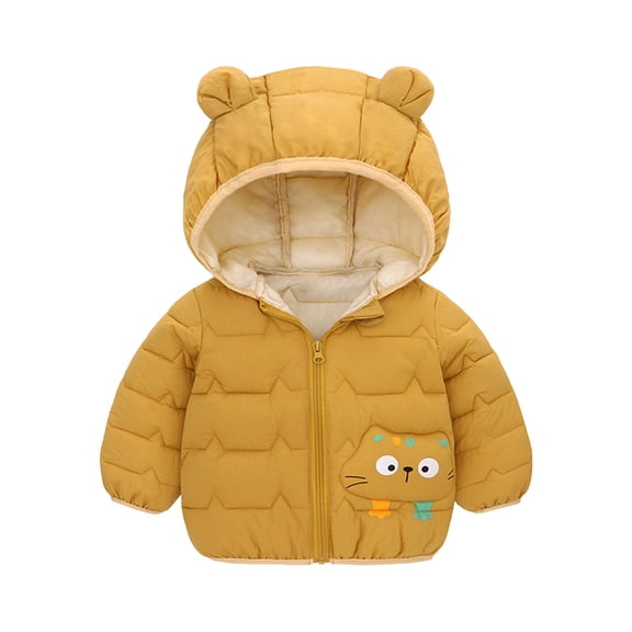 Otqutp Baby Cute Tops Toddler Winter Jacket Boys Girls Winter Cute Hoodie Solid Color Vest Long Sleeve Jacket with Pockets for Girls or Boys(Yellow,6-12 Months)