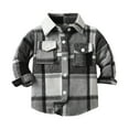 thumbnail image 1 of Otqutp Baby Dress Coats Windproof Middle and Small Children's Spring and Fall Casual Long Sleeved Milled Plaid Collar Shirt Jacket for Boys(Grey,4-5 Years), 1 of 3