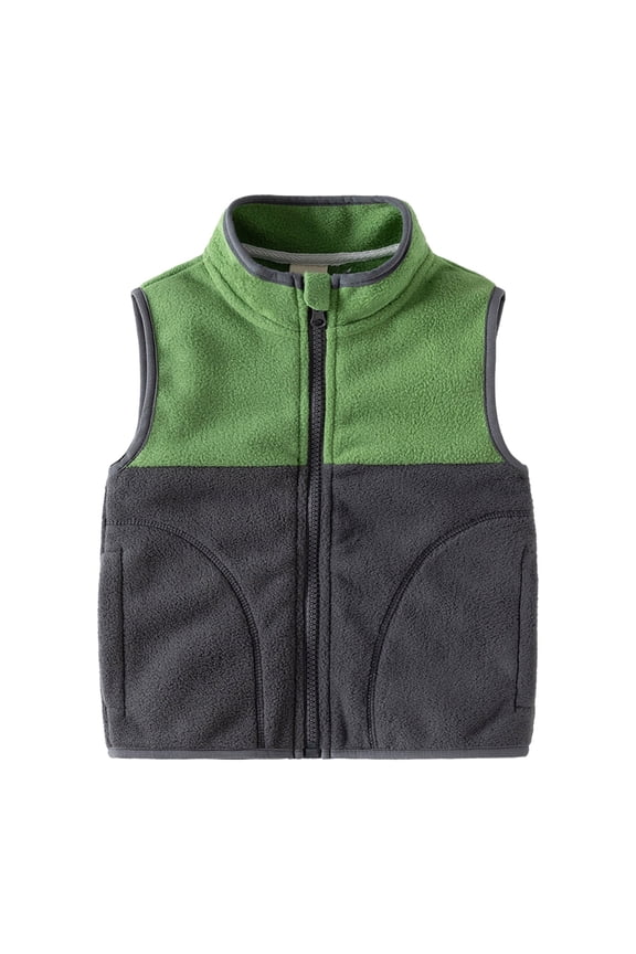 Baby Dress Jacket 2024 New Toddler Boy's Stand Up Collar Cute Zipper Style Vest Sleeveless Jacket with Pockets Boys Trendy Daily Outfits(Green,18-24 Months)