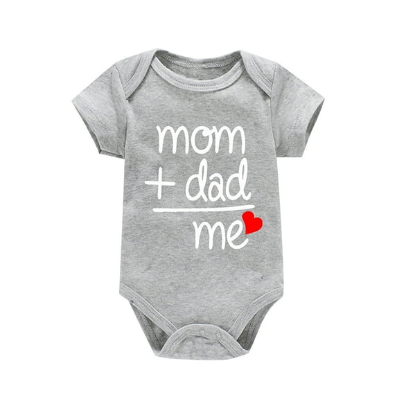 Otqutp Baby Dress Romper Fall Boy and Girl Short Sleeve Letter Print Bodysuit Comfortable Home Wear Jumpsuit Thanksgiving Outfits(D,0-3 Months)