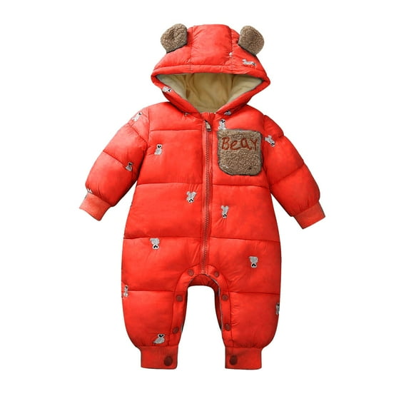 Otqutp Baby Elastic Waist Clothing Sets Baby Boys Girls Bear Ears Long Sleeve Hooded Girls Snow and Windproof Zipper Coat Winter Warm Daily Wear