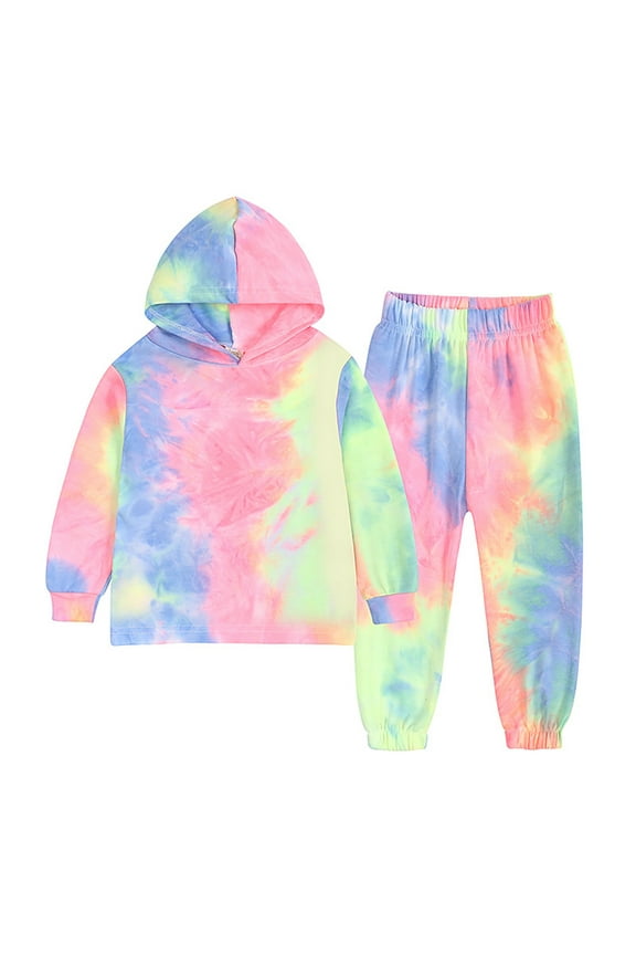 Baby Fashion Tops Toddler Girl Boy Child Tie Dye Sports Suit Spring Long Sleeve Sweater Hoodie Pants Two Piece Set(B,2-3 Years)