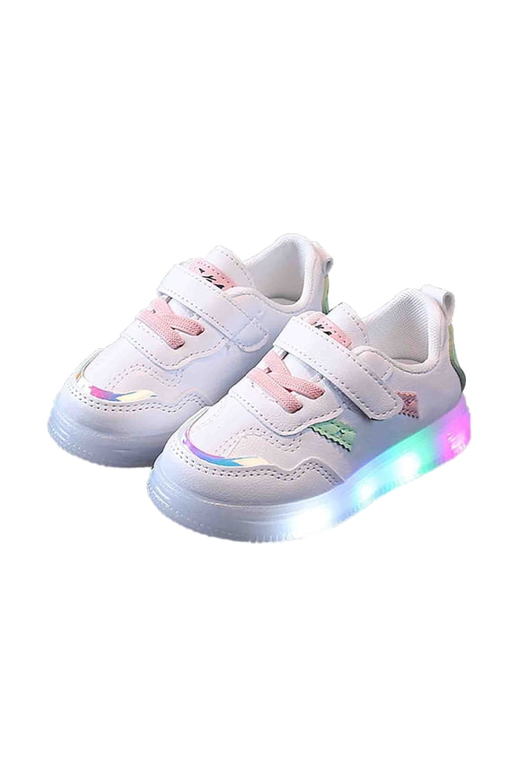 Baby First Walking Boots Children's Board Shoes LED Light Casual Shoes Boys and Girls Students Small White Shoes Small Children Shoes(Pink,4.5-5 Years)