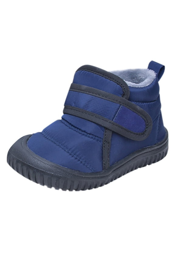 Baby First Walking Boots Toddler Winter Snow Boots Boys Girls Cold Weather Baby Shoes Hook Loop Thermal Lined Snow Boots(Blue,12-18 Months)