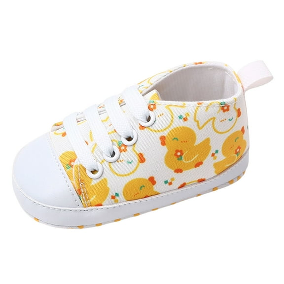 Otqutp Baby First Walking Shoes Summer Toddler Shoes Boys and Girls Sports Canvas Cute Cartoon Pattern Lace Up Lightweight and Comfortable Shoes