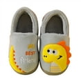 thumbnail image 1 of Otqutp Toddler Baby Boys Girls Cartoon Dinosaur Slippers Cozy Fleece Full Wrapped Ankle Booties Flat Bottom Warm Slippers, 1 of 3