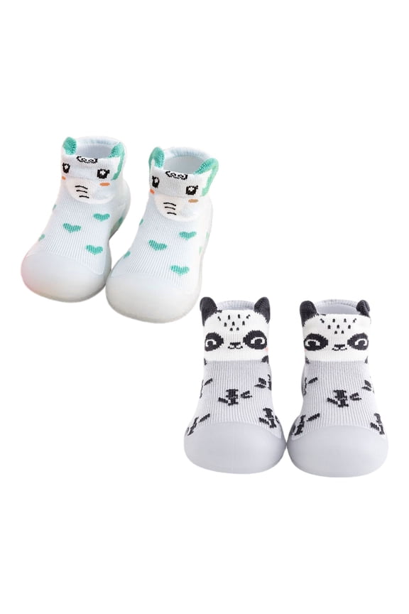 Baby Flat Sole Boots Toddler Baby Girls Boys Sock Shoe Elastic Indoor Slipper First Cartoon Cats Lightweight Soft Sole Rubber Shoes 0-4 Years(Grey,0-6 Months)