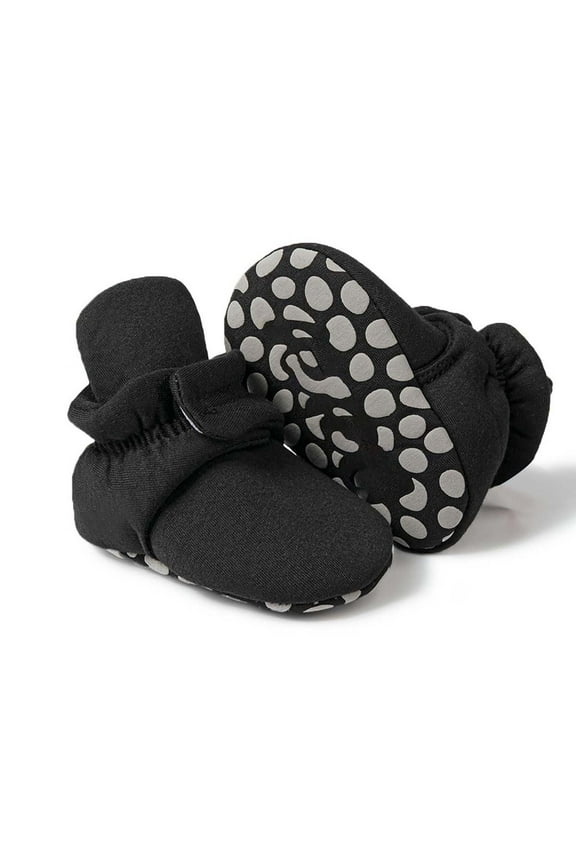 Baby Flat Sole Shoes Toddler Baby Shoes Socks Solid Color Patchwork Knitted Plush Baby Boys Girls Socks Boots 0 To 12 Months(Black,6-12 Months)