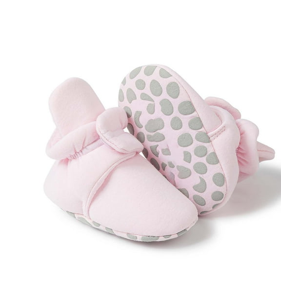 Otqutp Baby Flat Sole Shoes Toddler Baby Shoes Socks Solid Color Patchwork Knitted Plush Baby Boys Girls Socks Boots 0 To 12 Months(Pink,6-12 Months)