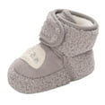 thumbnail image 1 of Otqutp Baby Flat Sole Shoes Warm Shoes Soft Booties Comfortable Boots Toddler Warming Home Shoes Snow Boots for Baby Girls and Boys(Grey,0-6 Months), 1 of 7