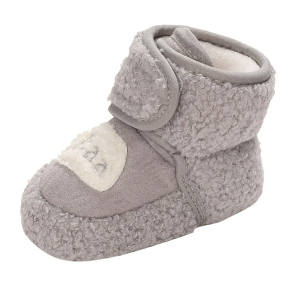 Otqutp Baby Flat Sole Shoes Warm Shoes Soft Booties Comfortable Boots Toddler Warming Home Shoes Snow Boots for Baby Girls and Boys(Grey,6-12 Months)