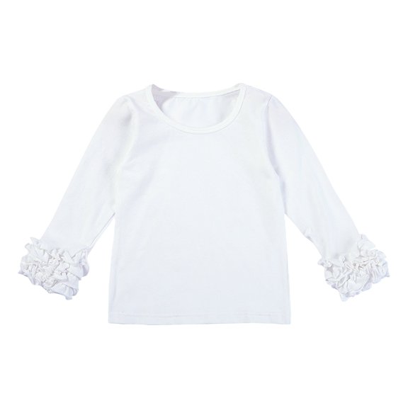 Otqutp Baby Funny Blouse Toddler Girl Solid Color Base Shirt with Lace Long Sleeve Blouse Casual Loose Crew Neck for 1 To 8 Years