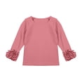 thumbnail image 1 of Otqutp Baby Funny Blouse Toddler Girl Solid Color Base Shirt with Lace Long Sleeve Blouse Casual Loose Crew Neck for 1 To 8 Years, 1 of 4