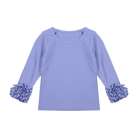 Otqutp Baby Funny Blouse Toddler Girl Solid Color Base Shirt with Lace Long Sleeve Blouse Casual Loose Crew Neck for 1 To 8 Years