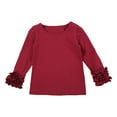 thumbnail image 1 of Otqutp Baby Funny Blouse Toddler Girl Solid Color Base Shirt with Lace Long Sleeve Blouse Casual Loose Crew Neck for 1 To 8 Years, 1 of 4