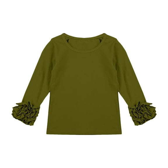 Otqutp Baby Funny Blouse Toddler Girl Solid Color Base Shirt with Lace Long Sleeve Blouse Casual Loose Crew Neck for 1 To 8 Years