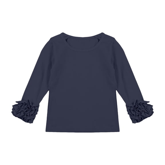 Otqutp Baby Funny Blouse Toddler Girl Solid Color Base Shirt with Lace Long Sleeve Blouse Casual Loose Crew Neck for 1 To 8 Years