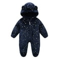 thumbnail image 1 of Otqutp Baby Fuzzy Fleece Jumpsuit Toddler Bear Hood Snowsuit New Born Furry Warm Zip up Romper Winter Outwear Clothes, 1 of 7